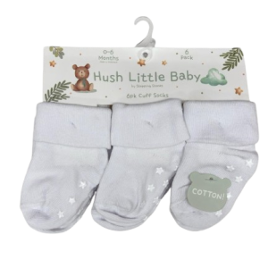 Pack de 6 paires de chaussettes BLANCHES 0/6 mois ANTIDERAPANTES