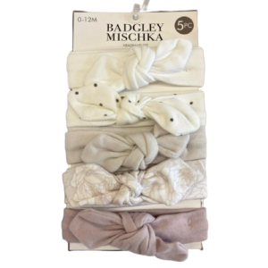 Pack de 5 bandeaux POIS BEIGE ROSE