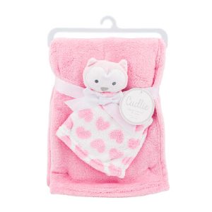 Couverture bébé ROSE avec doudou, 76,2 × 101,6 cm