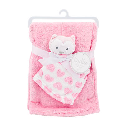 Couverture bébé ROSE avec doudou, 76,2 × 101,6 cm