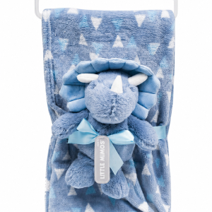 Couverture bébé avec sa peluche DINO BLEUBLEU