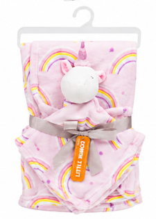 Couverture bébé avec sa peluche LICORNE