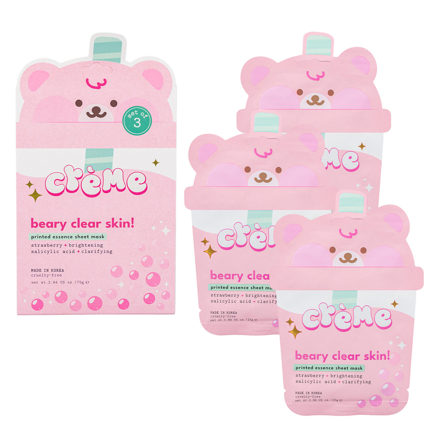 Masques pour le visage Boba Beary, lot de 3