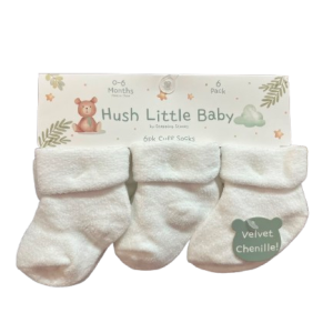 Pack de 6 paires de chaussettes BLANCHES 0/6 mois MOUSSE