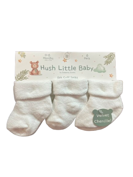 Pack de 6 paires de chaussettes BLANCHES 0/6 mois MOUSSE