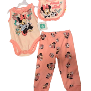 Ensemble 3 pièces MINNIE saumon 0/3 mois