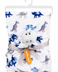 Couverture bébé avec son doudou DINO blanc