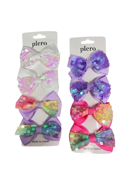 Pack de 4 nœuds pince STRASS - divers coloris