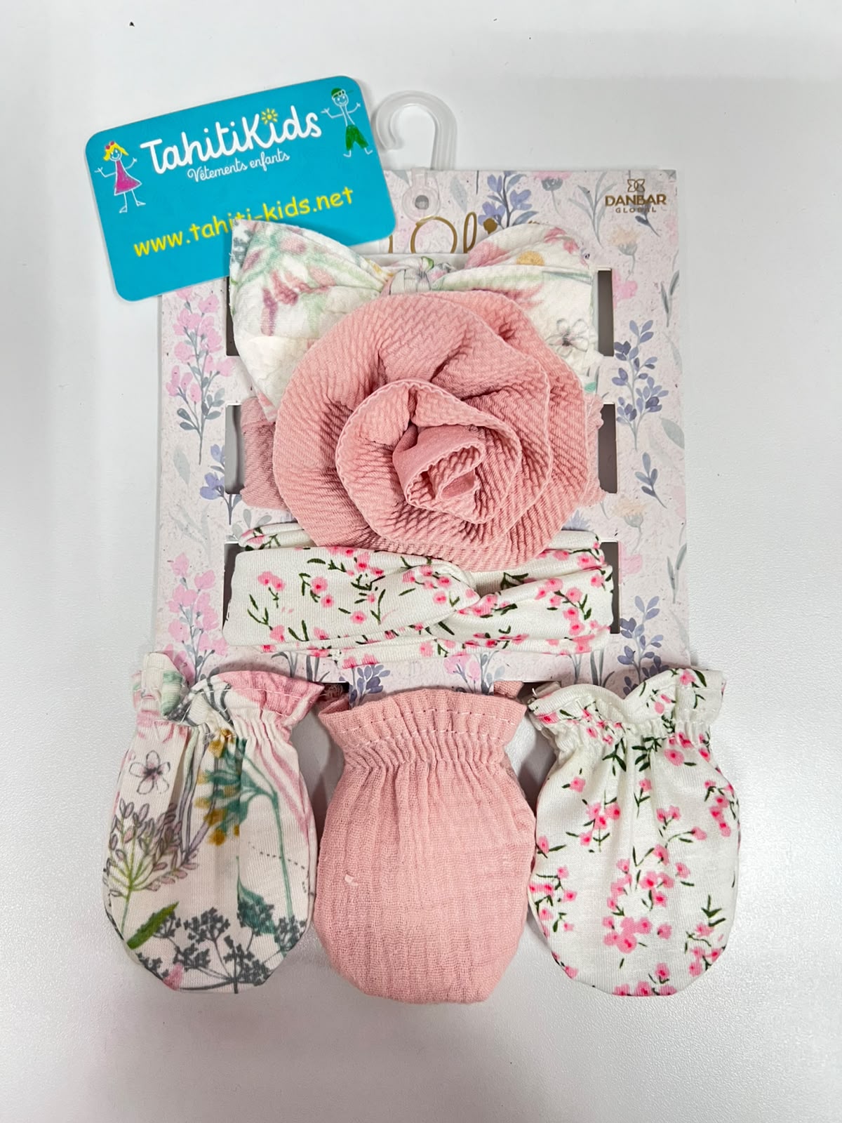 Pack de 3 bandeaux et 3 moufles FLEURIS PASTELS